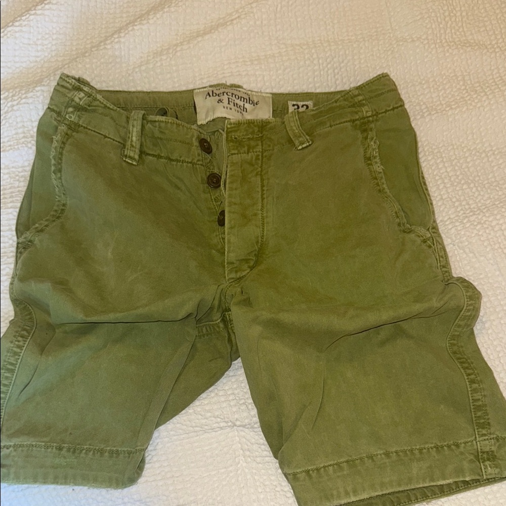 Abercrombie & Fitch Green Flat Front Chino Shorts